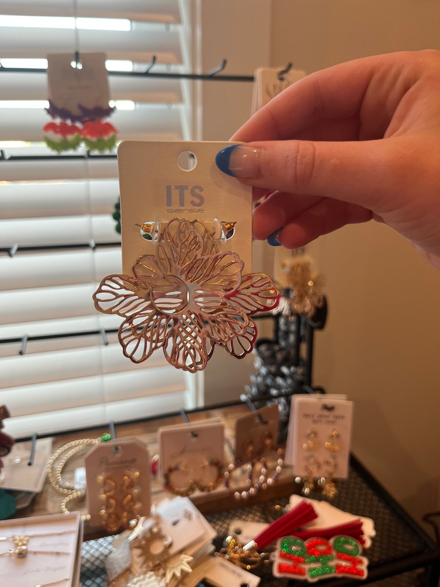 Gold Stud Flower Earrings