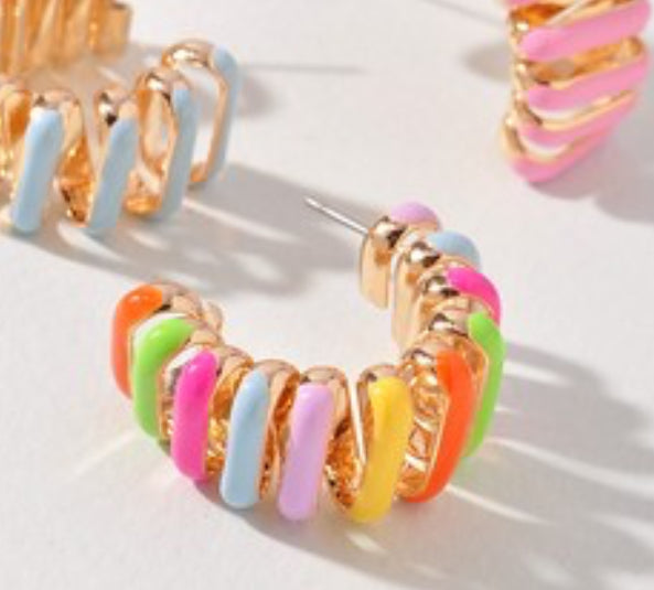 Multi Color Gold Hoops