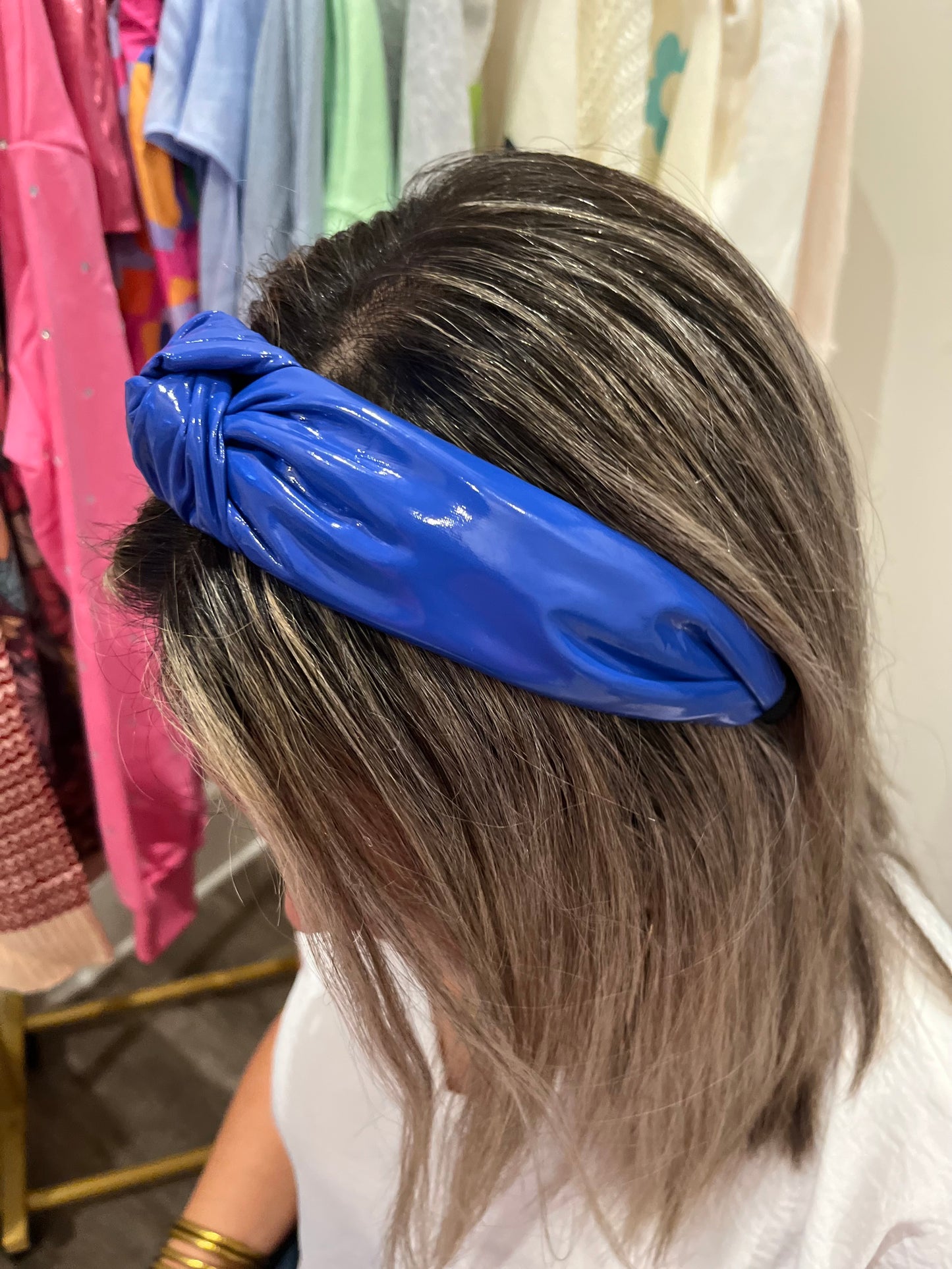 Blue Leather Headband