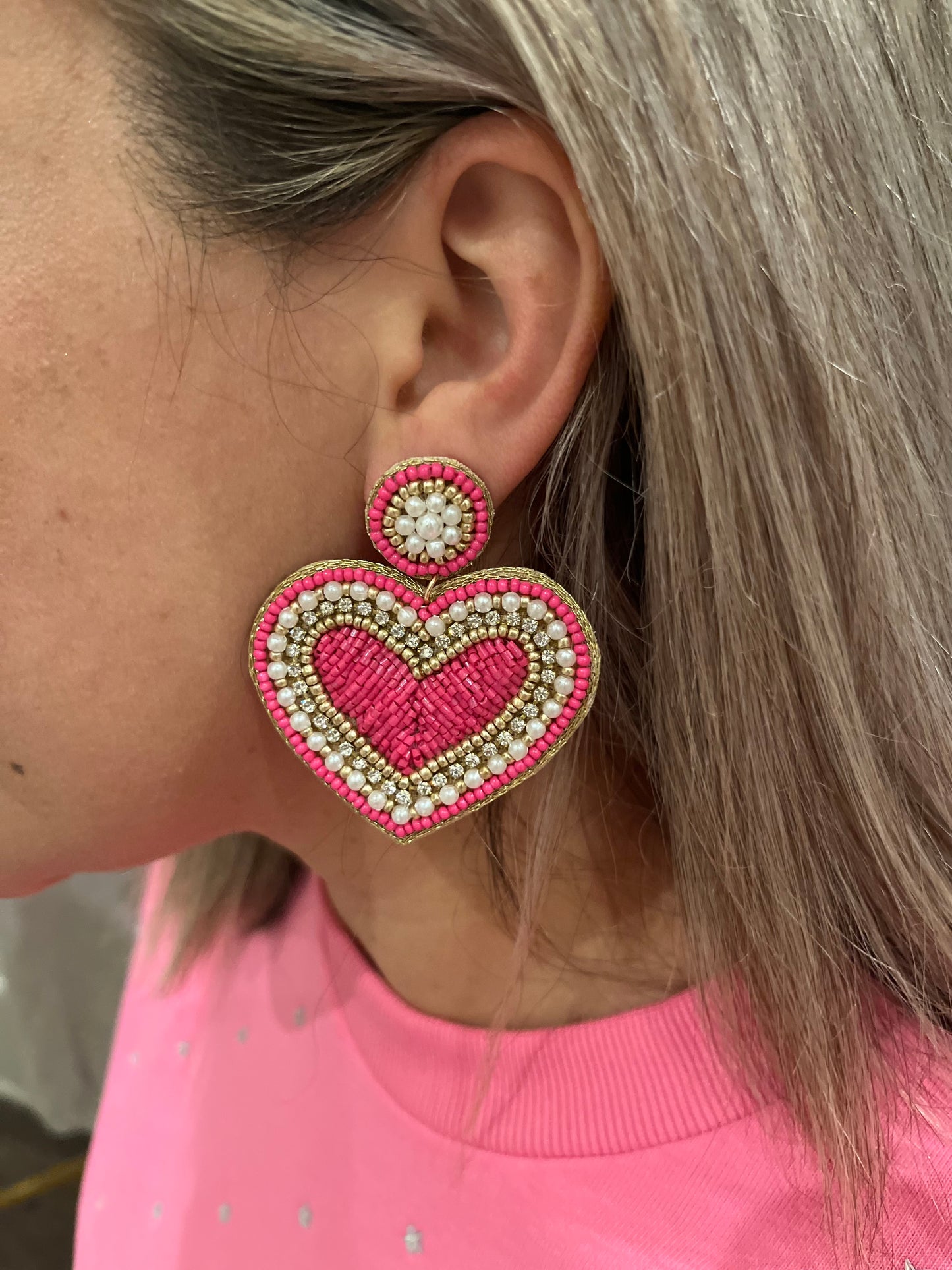 Beaded Heart Earrings