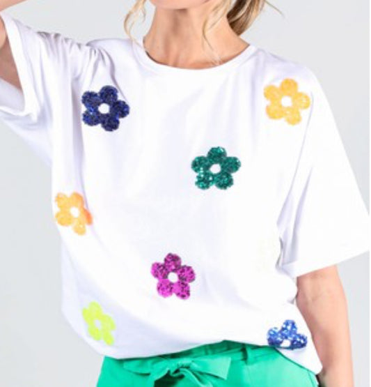 Sequin Flower Tee