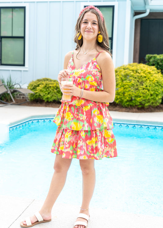 Coral Floral Dress