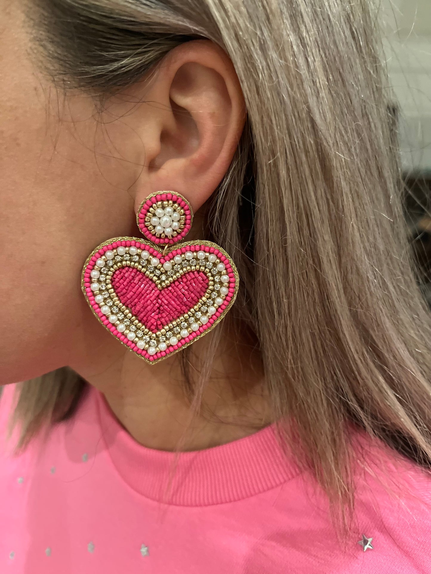 Beaded Heart Earrings