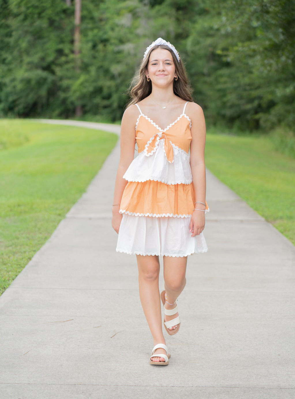 Orange Tiered Dress