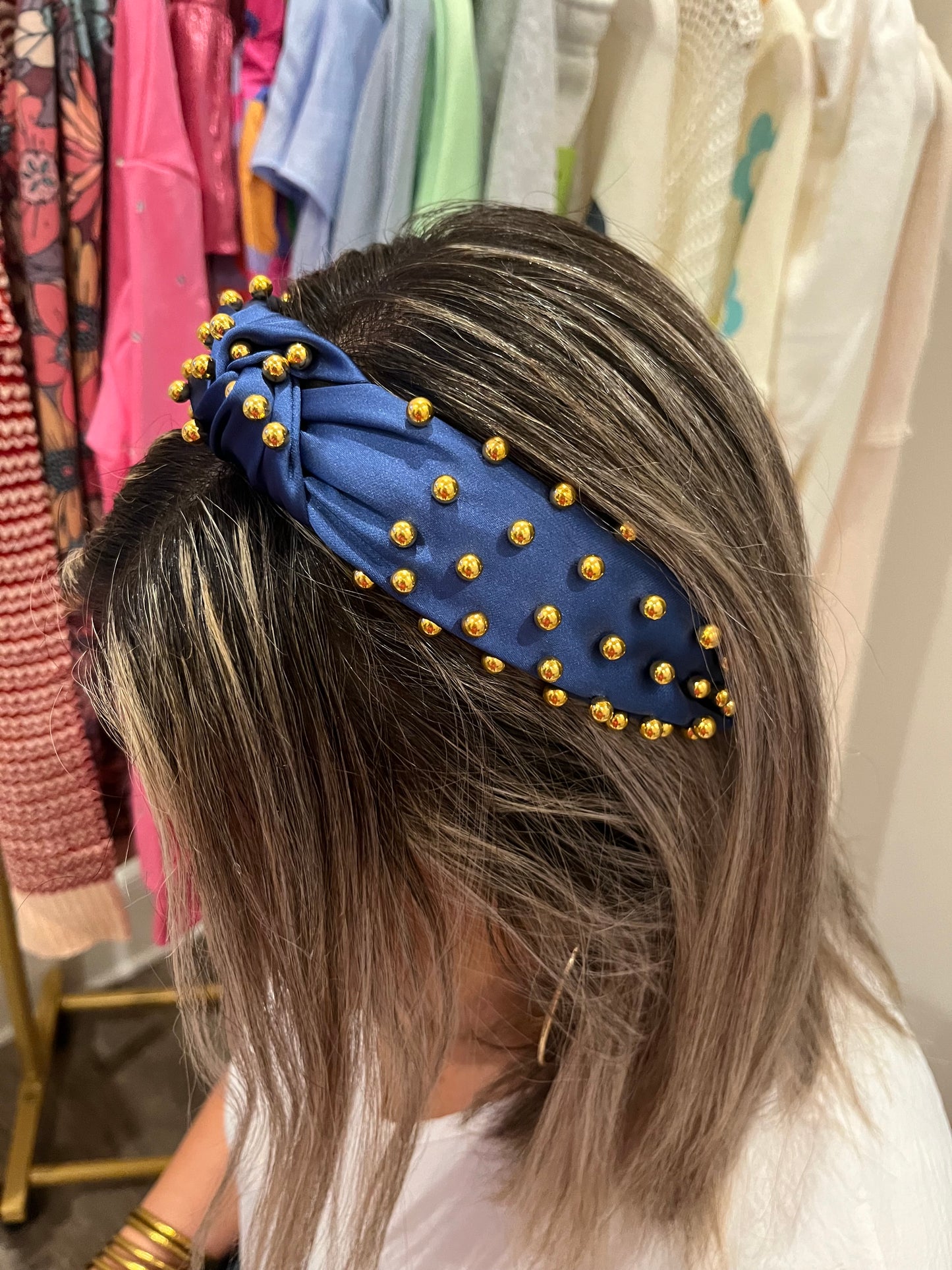 Blue Beaded Headband